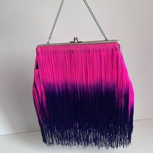 Pink and Purple Fringe DIY Vintage Clutch Bag